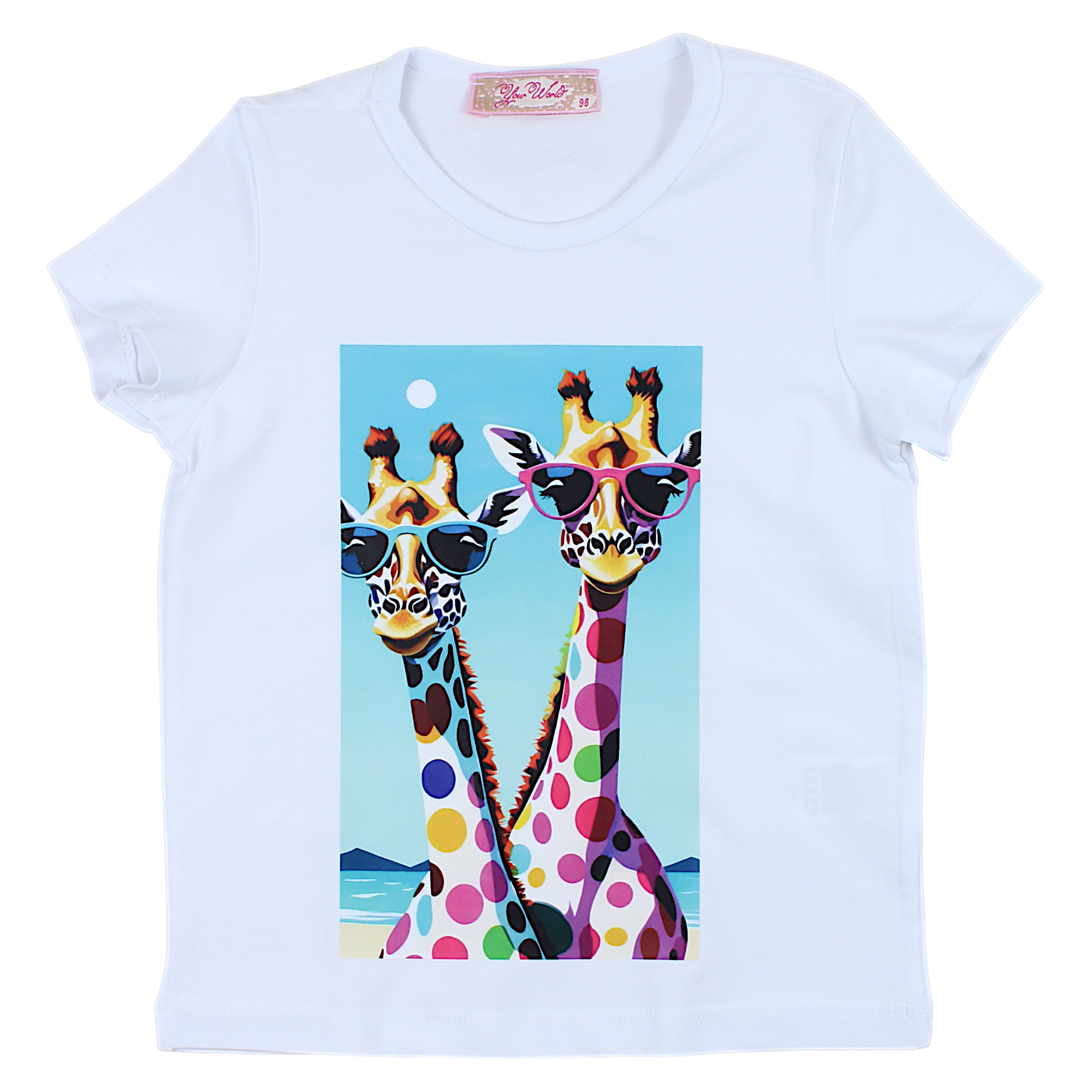 Fröhliche Bluse mit 2 Giraffen für Mädchen, weiß Your Word 4323-28425-3