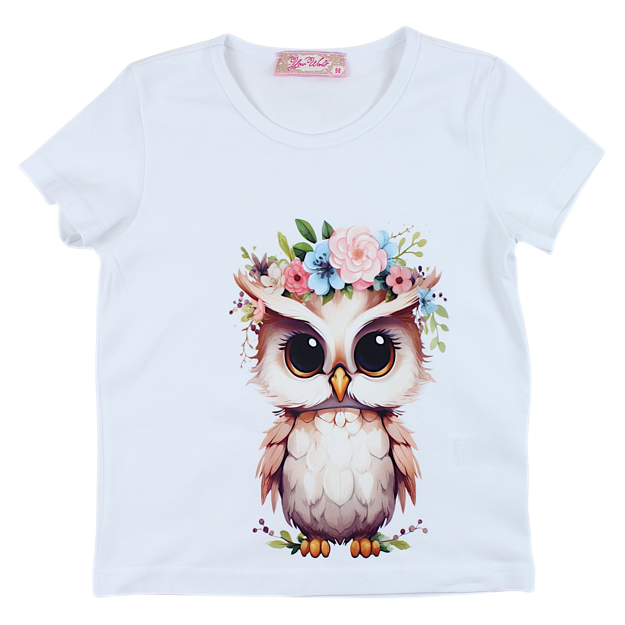 Girls' owl blouse white Your Word 4323-28425-3
