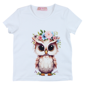 Girls' owl blouse white Your Word 4323-28425-3