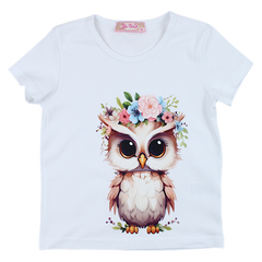 Girls' owl blouse white Your Word 4323-28425-3