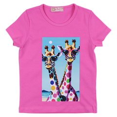 Cheerful blouse 2 giraffes girl fuchsia Your Word 4323-28425-21