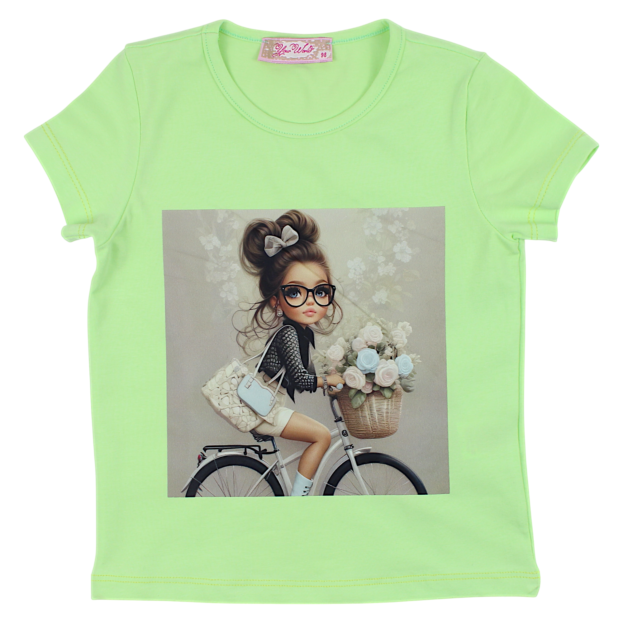Girls' bicycle blouse lime Your Word 4323-14425