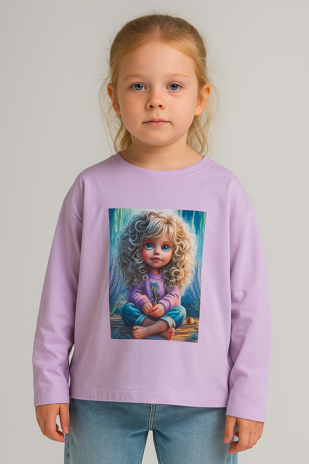 Kiss cotton blouse for girls, purple Your Word 465-30924