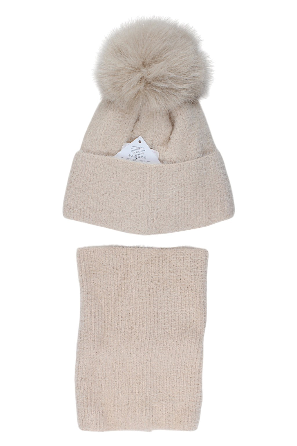 Beige Ambra hat and scarf set for girls 5063-51125