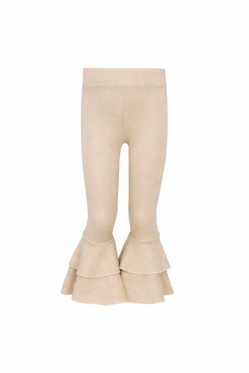 Girls' flared trousers with ruffles, beige, Timi 51592-20825-1