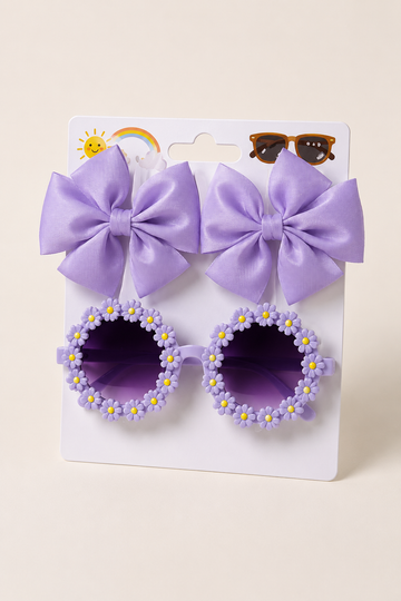 Zestaw 2 spinki i okulary dziewczęcy fiolet KidsBows 6045-24526-20