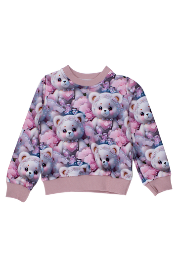 Bluza w Misie druk cyfrowy dziewczęca pudrowy róż Guliwerkids 5213-16925