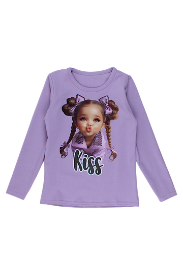 Bluzka całus w cyrkonie dziewczęca lila Guliwerkids 5216-16925
