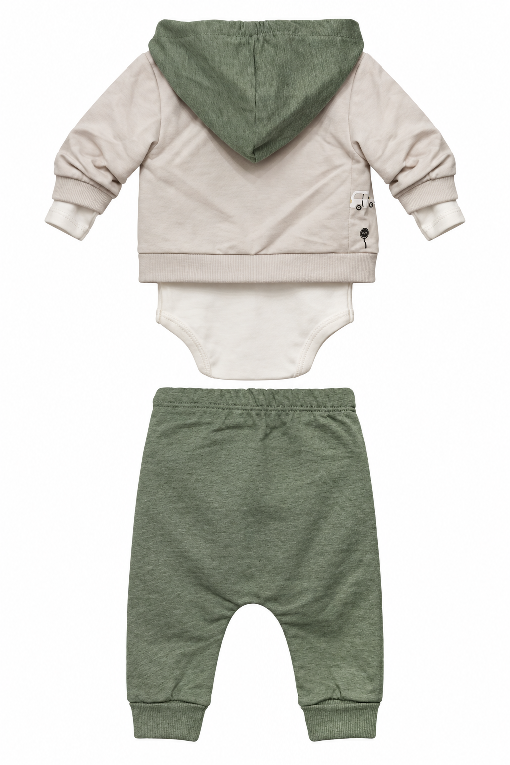Komplet z body podróż chłopięcy zielony Babyim 5463-9926-48
