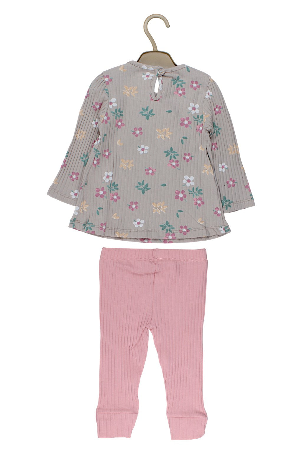 Komplet bawełniany w kwiaty dziewczęcy beż Deco 56/636-251125