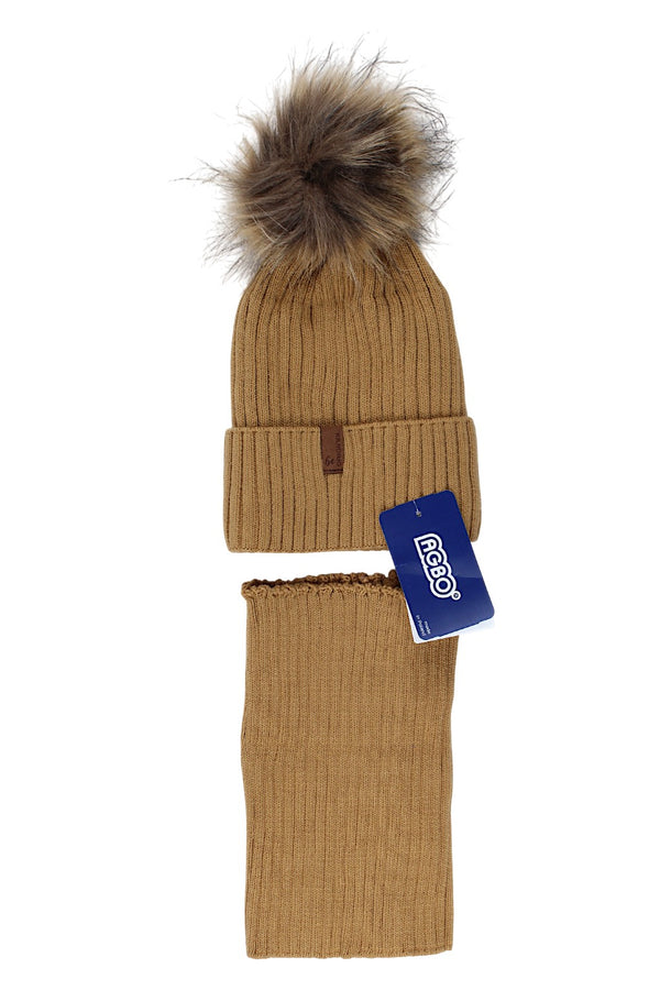 Komplet czapka i komin chłopięcy musztarda Agbo 6499-221025