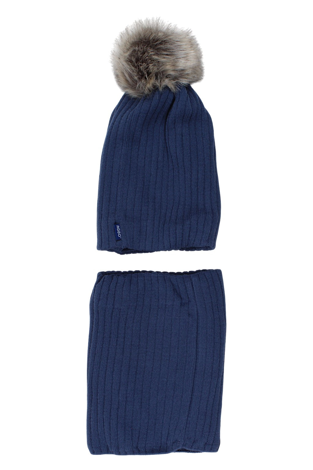 Komplet czapka komin chłopięcy jeans Agbo 6530-221025-26