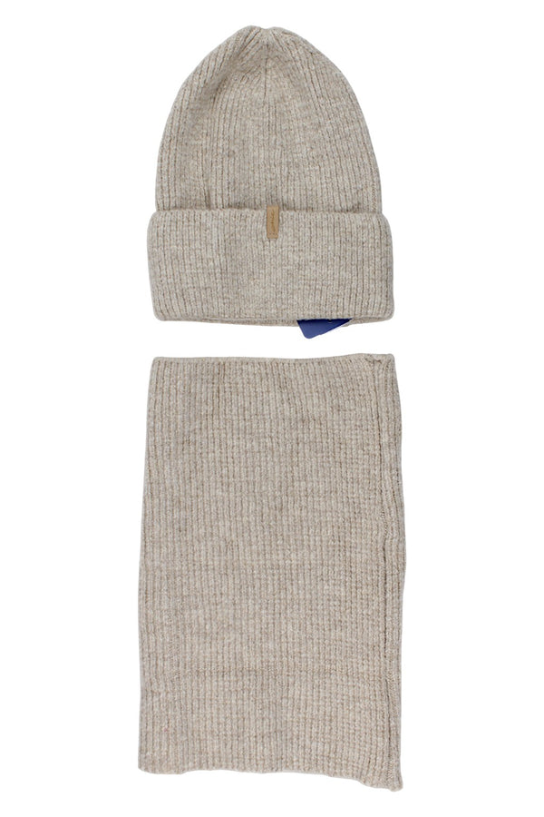 Komplet czapka i komin dziewczęcy beżowy Agbo 6610-221025