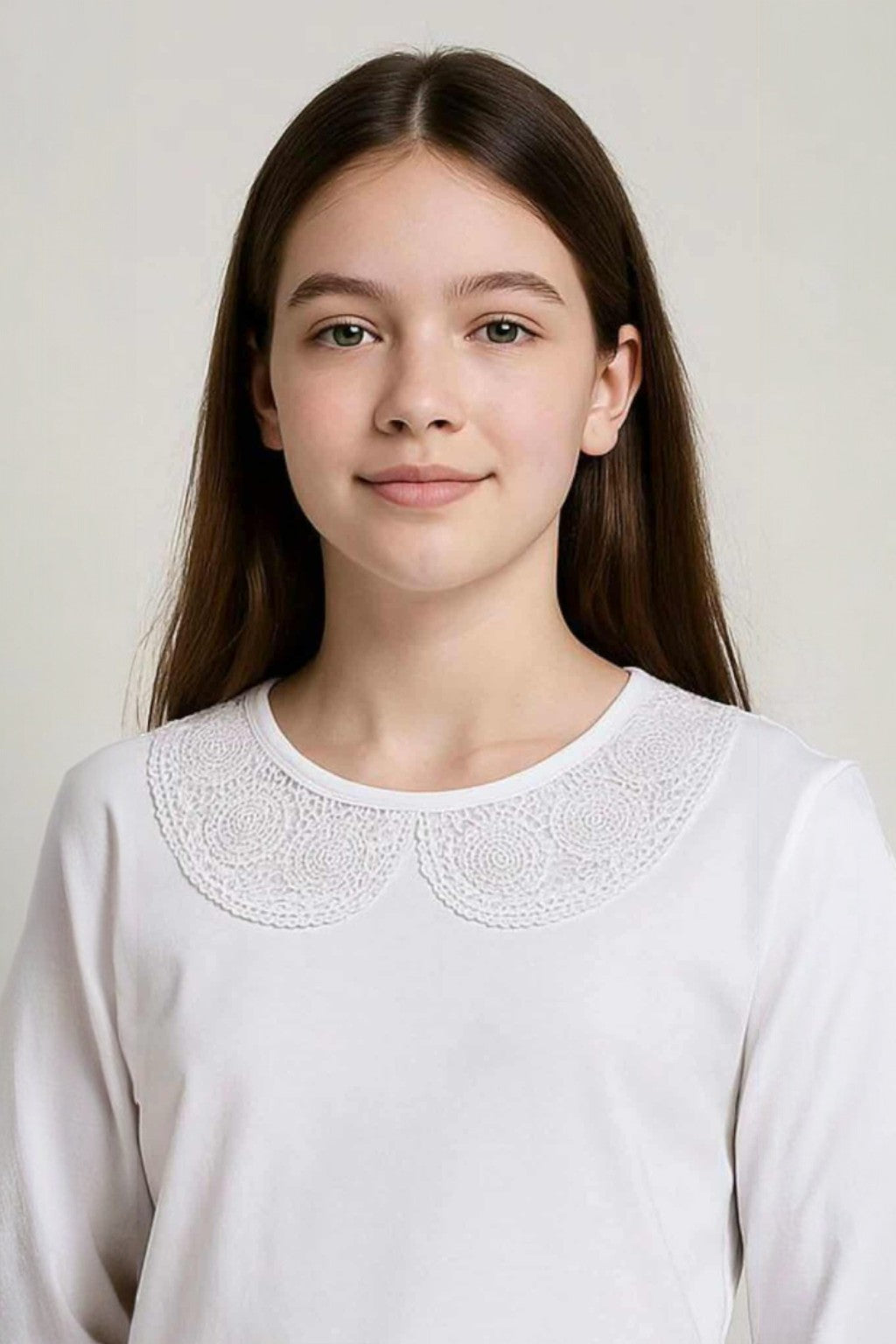 Bluzka dziewczęca z kołnierzykiem biały Breeze 6762-20825