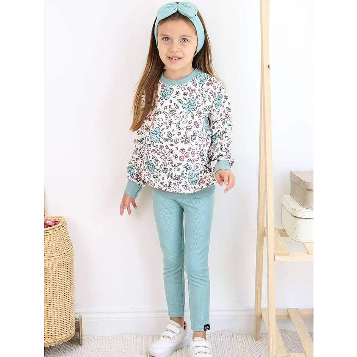 Set of 3 Pieces Sweatshirt Leggings Headband girl mint 6899-8824 GKMOD