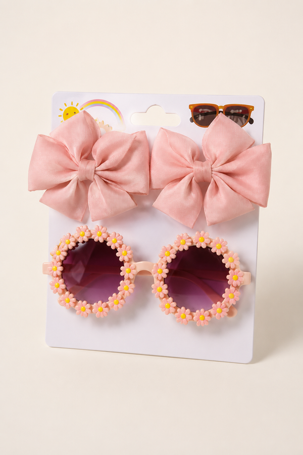 Zestaw 2 spinki i okulary dziewczęcy morela KidsBows 6045-24526-33