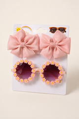 Zestaw 2 spinki i okulary dziewczęcy morela KidsBows 6045-24526-33