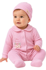 Pajacyk ze stópkami i czapka dziewczęce róż Maibella 70147-31726-40