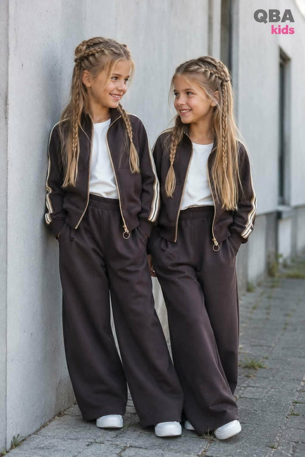 Bluza na suwak korona dziewczęca czekolada Qba 7112-25826