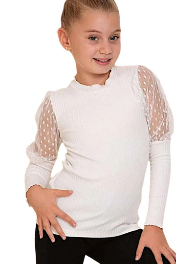 Bluzka prążek dziewczęca krem Pop Fashion 7511-111225-28