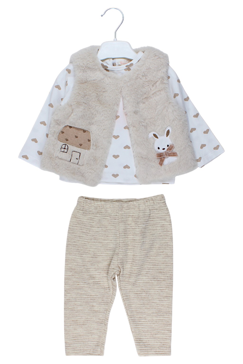Komplet 3 części serduszko dziewczęcy beżowy Baby Rose 7851-11925