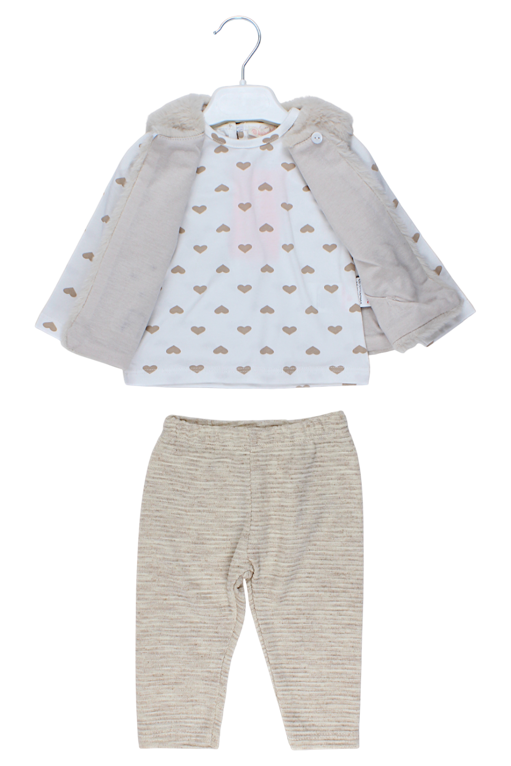 Komplet 3 części serduszko dziewczęcy beżowy Baby Rose 7851-11925