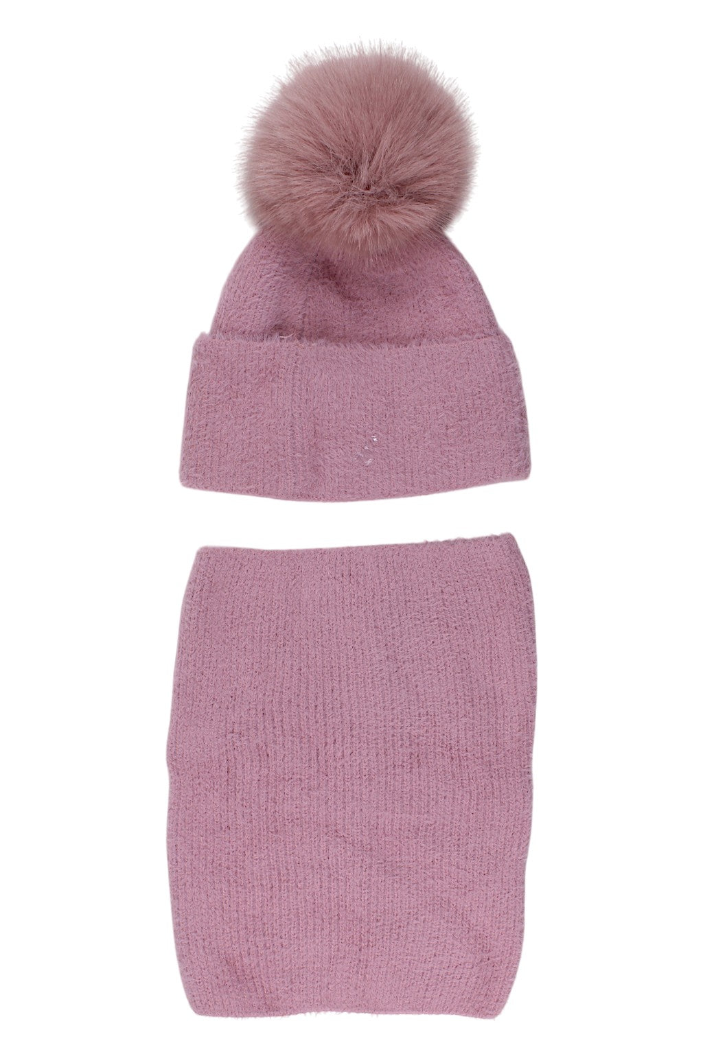 Komplet czapka komin dziewczęcy różowy Ambra 8108-221025
