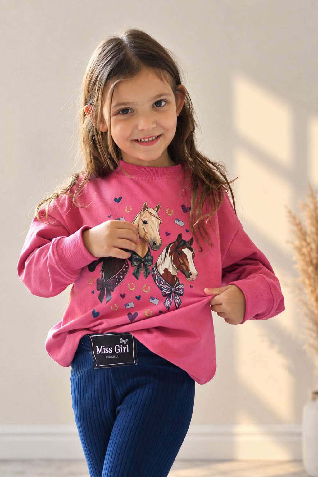 Bluza 3 konie dziewczynka malinowy Igomil 9302-22926-52