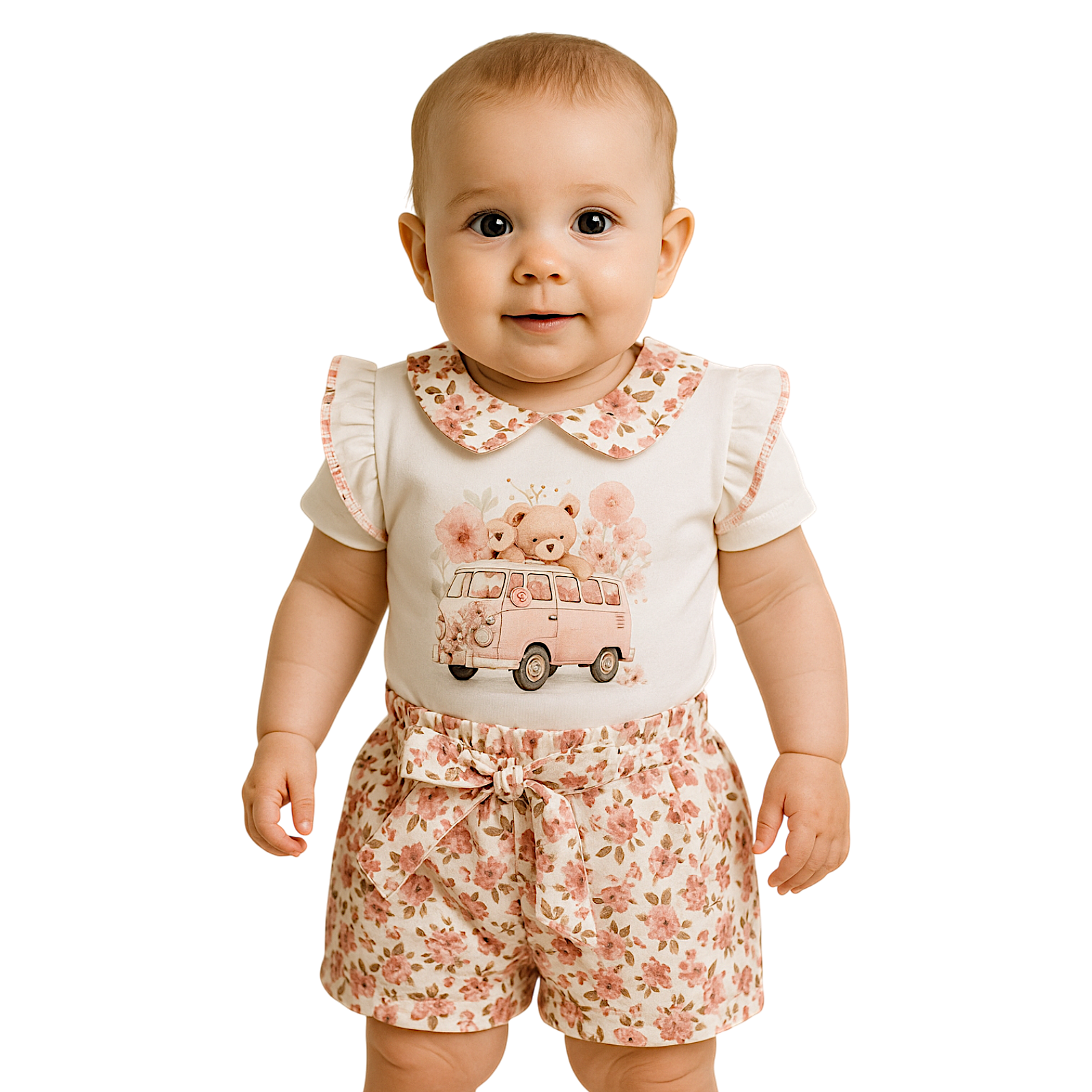 Komplet body i szorty dziewczęcy różowy Murat Baby 9607-30525-40