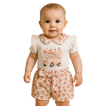 Komplet body i szorty dziewczęcy różowy Murat Baby 9607-30525-40