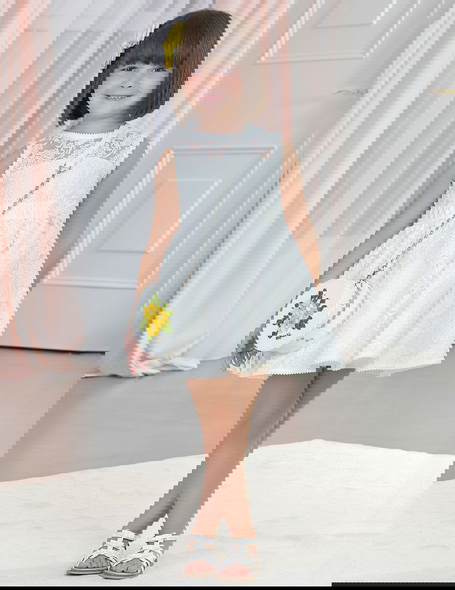 Abel & Lula 5042-1 Sukienka dziewczęca kolor biały -  - #tag1# - #tag2# - #tag3# - #tag4#