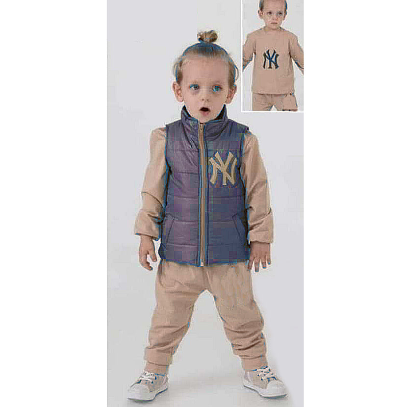 Thin tracksuit with insulated vest for boys beige Donino 50463-13924