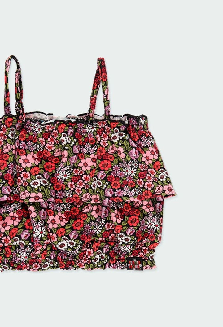 Bluzka w kwiaty dla dziewczynki Boboli 414065-9783 kolor czerwony -  - #tag1# - #tag2# - #tag3# - #tag4#