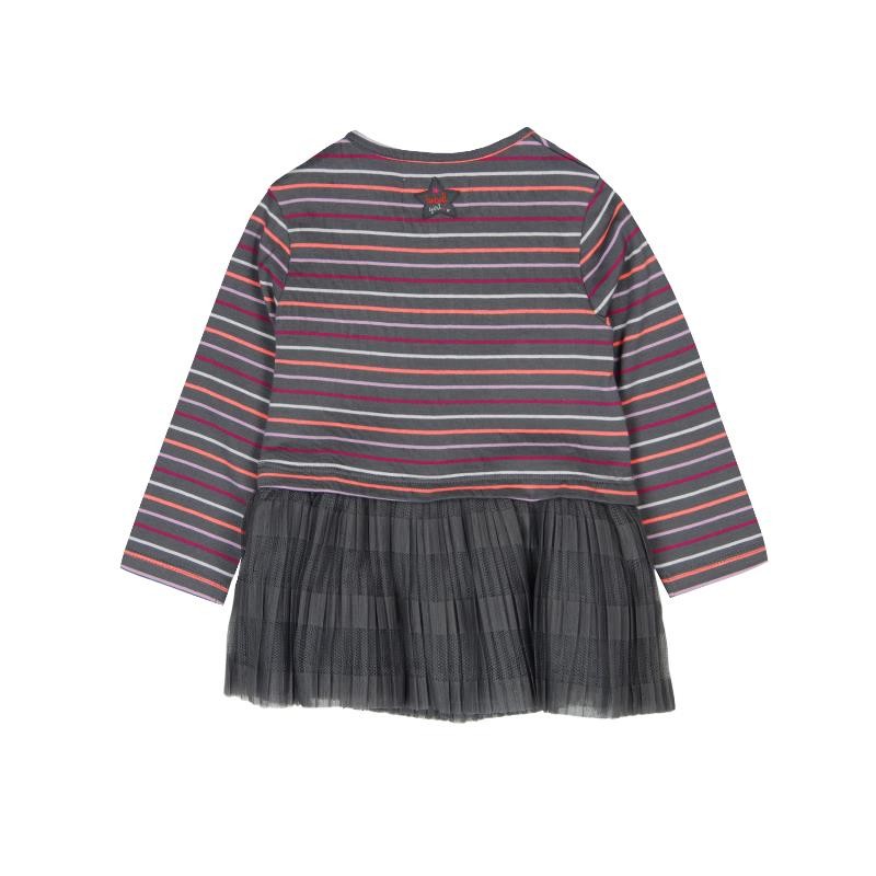 Boboli 206121-8088 sukienka w paski dla dziewczynki kolor ciemno szary -  - #tag1# - #tag2# - #tag3# - #tag4#