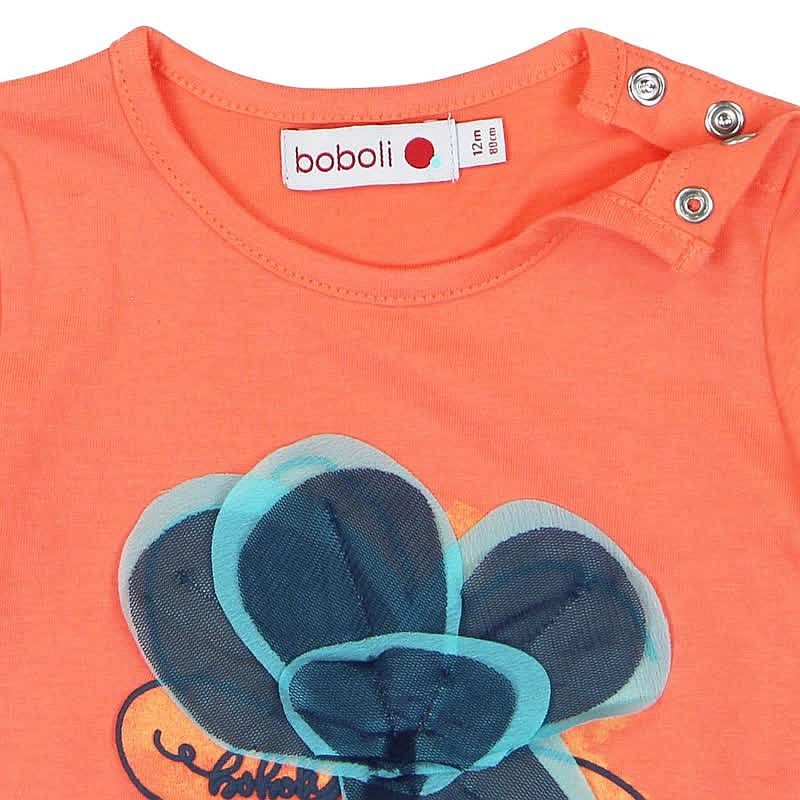 Boboli 215031-5062 Bluzka dziewczęca z aplikacją kolor pomarańcz -  - #tag1# - #tag2# - #tag3# - #tag4#
