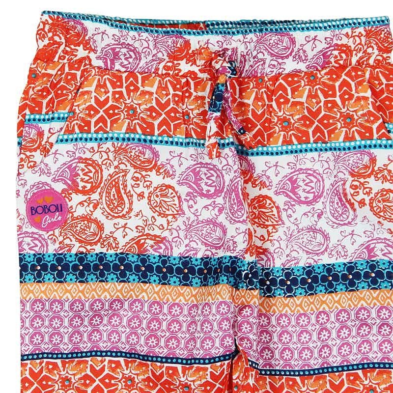 Boboli 235055-9795 Spodnie dla dziewczynki popelinowe we wzorki kolor pomarańcz -  - #tag1# - #tag2# - #tag3# - #tag4#