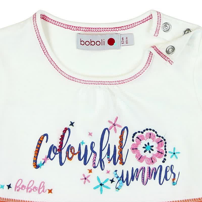 Boboli 235112-1111 Sukienka dla dziewczynki w pasy z koralikami kolor krem -  - #tag1# - #tag2# - #tag3# - #tag4#