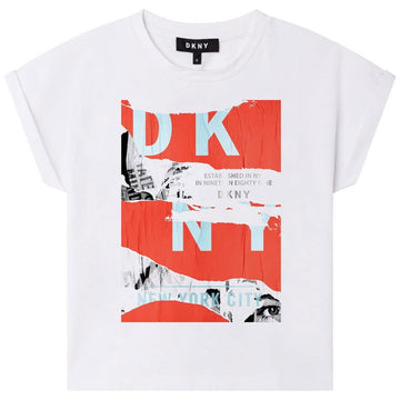DKNY D35S03-N79 Koszulka z krótkim rękawem dziewczęca kolor biały/czerwony -  - #tag1# - #tag2# - #tag3# - #tag4#