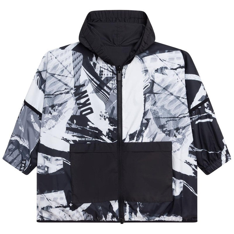 DKNY D36658-N50 Wiatrówka dwustronna dziewczęca kolor biało-czarny -  - #tag1# - #tag2# - #tag3# - #tag4#