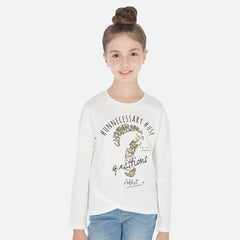 Mayoral 6026-62 Cream Girls Long Sleeve T-Shirt