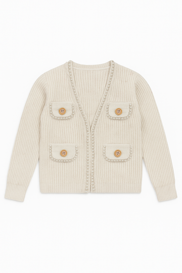 Sweterek perełka dziewczęcy krem BBW MY-2005-111225-28