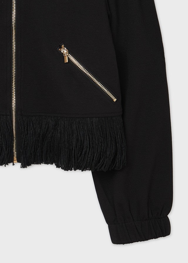Mayoral 11-07429-079 Kurtka z frędzlami dziewczęca 7429-79 Czarny -  - #tag1# - #tag2# - #tag3# - #tag4#