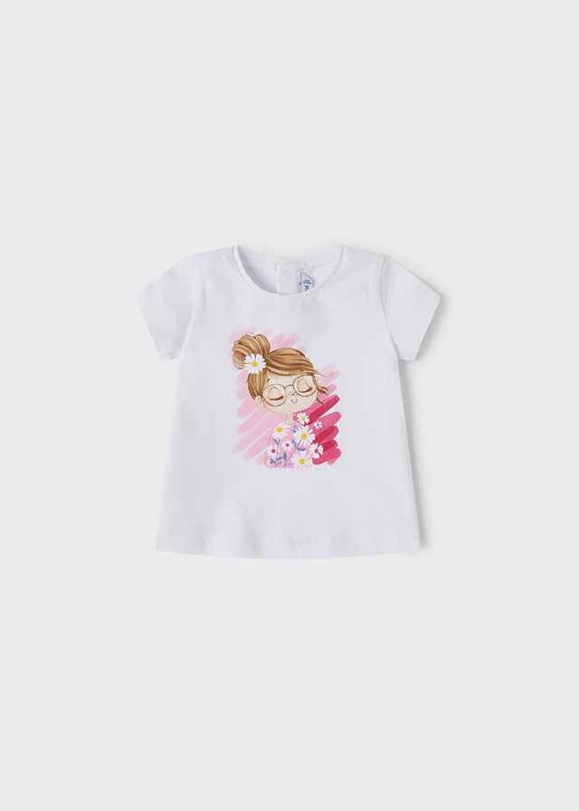 Mayoral 22-01033-055 Koszulka z krótkim rękawem dziewczynka 1033-55 biel/kamelia -  - #tag1# - #tag2# - #tag3# - #tag4#