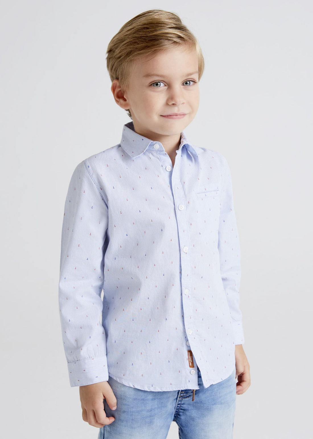 Mayoral 22-03123-046 Koszula we wzory chłopiec 3123-46 błękitny -  - #tag1# - #tag2# - #tag3# - #tag4#