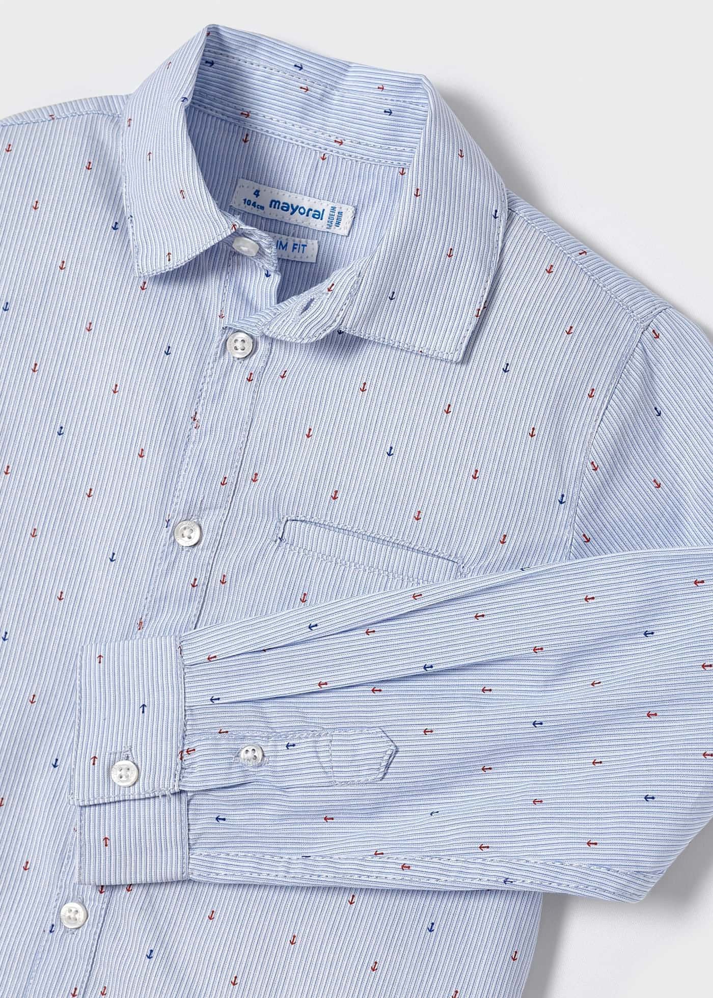 Mayoral 22-03123-046 Koszula we wzory chłopiec 3123-46 błękitny -  - #tag1# - #tag2# - #tag3# - #tag4#