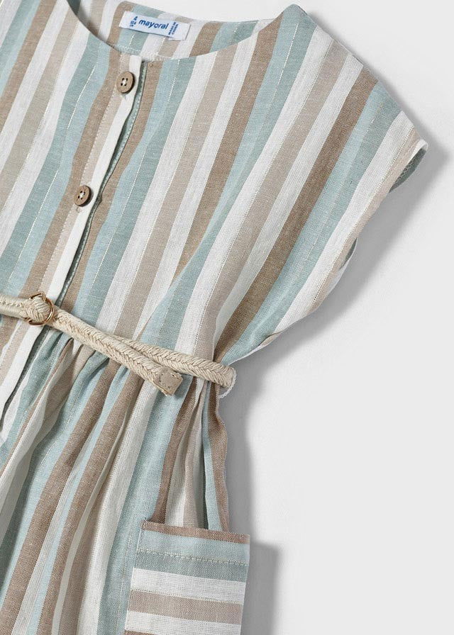 Mayoral 22-03929-058 Sukienka lniana dziewczynka 3929-58 nefryt -  - #tag1# - #tag2# - #tag3# - #tag4#