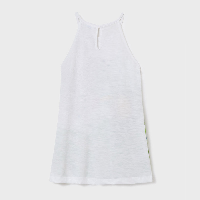 Mayoral 22-06990-088 Sukienka na ramiączkach dziewczynka 6990-88 biały -  - #tag1# - #tag2# - #tag3# - #tag4#