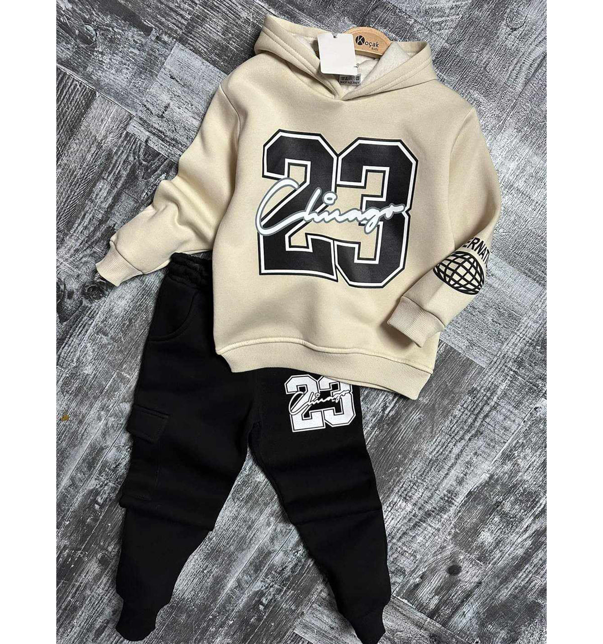 2-teiliger Trainingsanzug, Sweatshirt und Hose, Junge, beige, Kocak 1179-71024