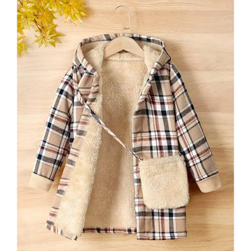 Herbstmantel mit karierter Tasche für Mädchen, beige Guliwerkids T1005-24924