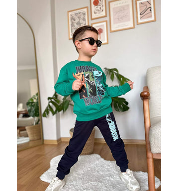 Tracksuit 2 pieces sweatshirt and dinosaur pants boy green Kocak 1124-71024